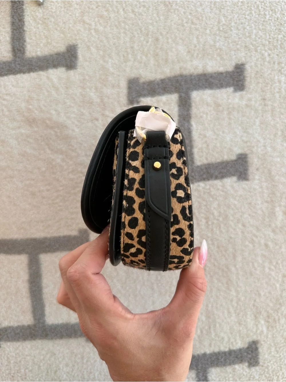 Michael Kors Leopard Print Crossbody in Tan and Black with Gold Lock